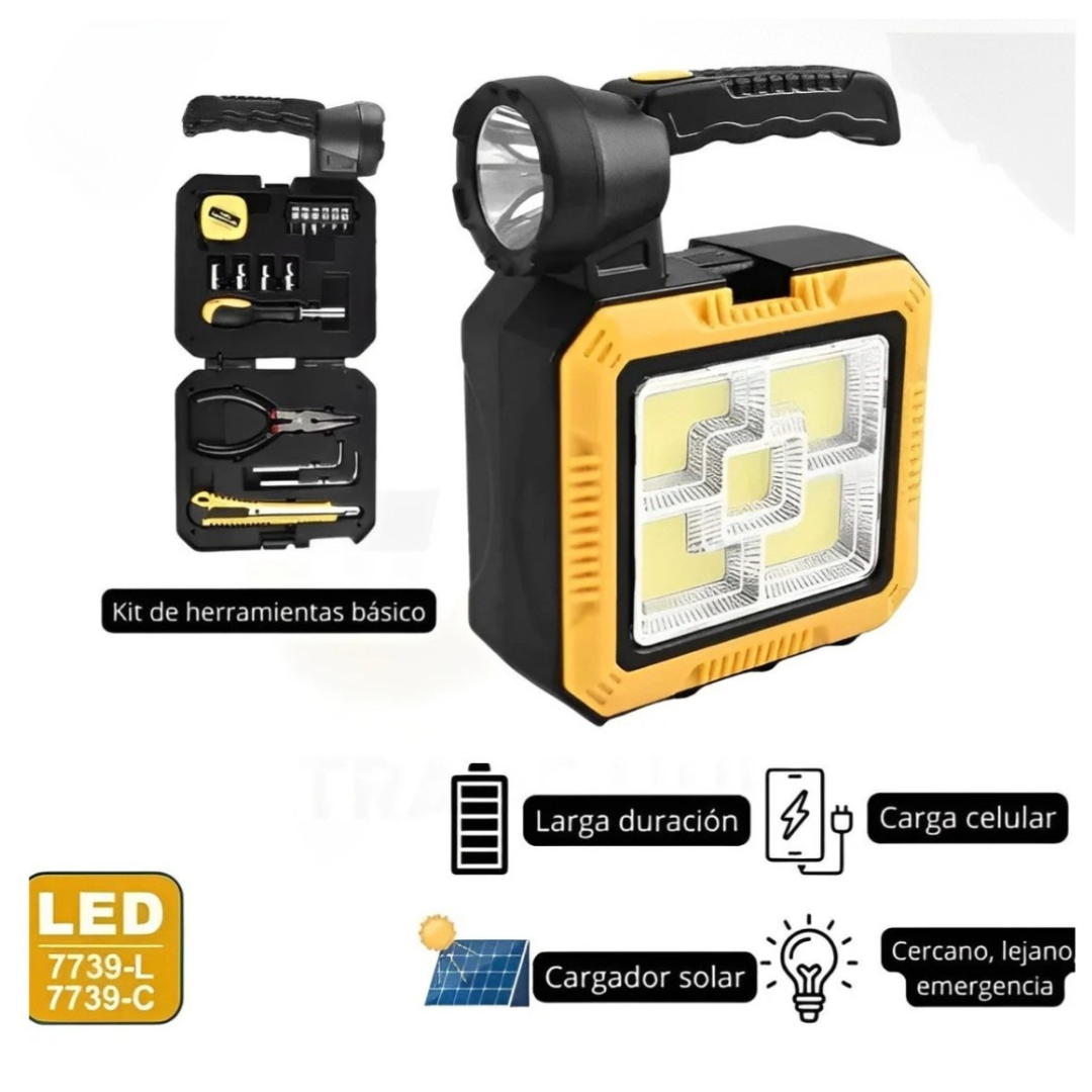 Linterna Carga Solar Kit Herramientas